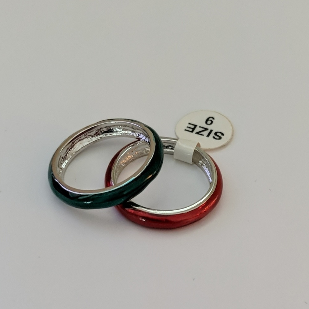 Set of 2 Enamel Stack Rings Size 9